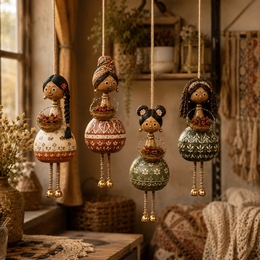 🌸 Dancing Garden Sisters | 4 Piece Rotating Hanging Doll Ornaments