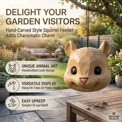 🐿️ Funny Squirrel Mask Feeder | Hanging Backyard Nut Feeder & Garden Decor