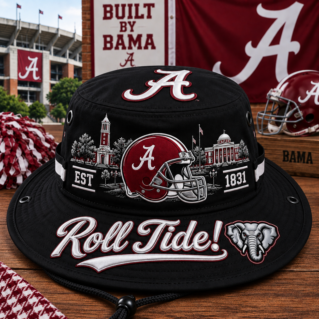 🏈 Roll Tide Crimson Boonie Hat – Alabama Football Game Day Hat