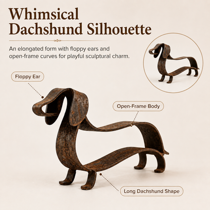 🐾 Rustic Long Dog Metal Sculpture