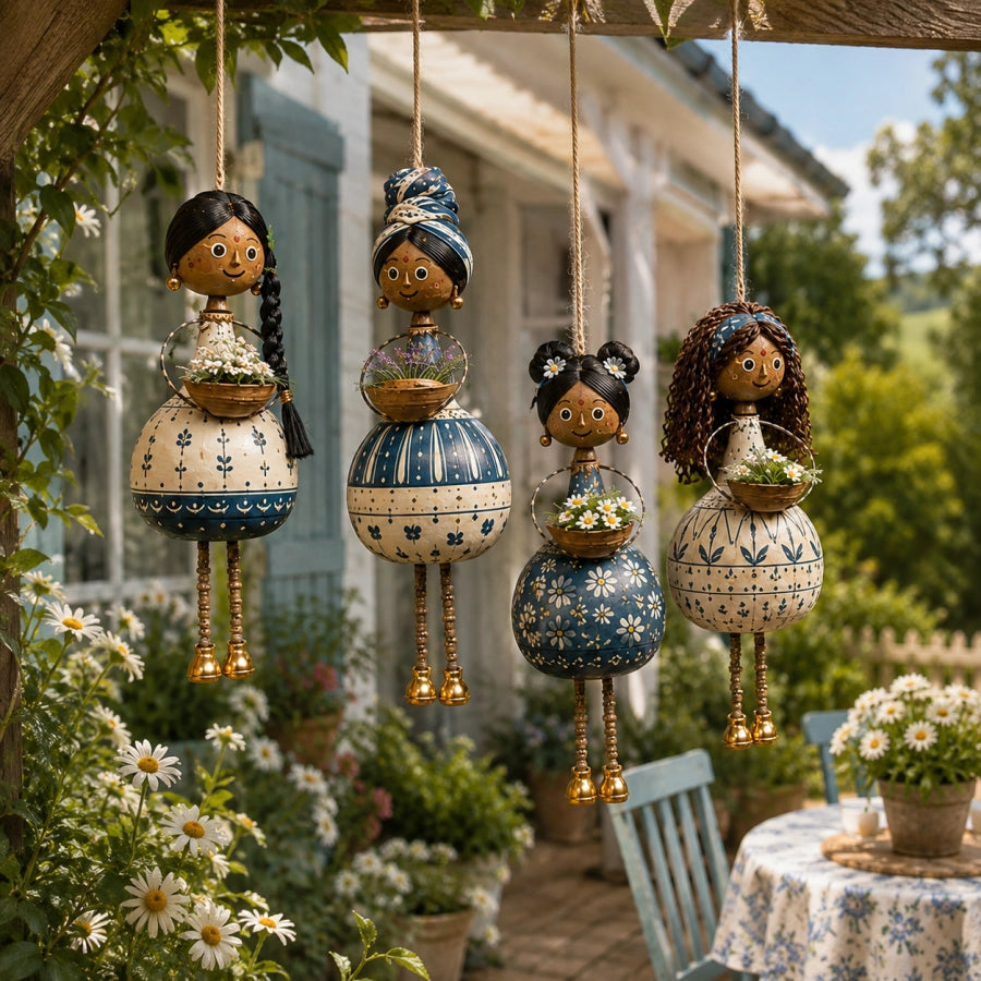 🌸 Dancing Garden Sisters | 4 Piece Rotating Hanging Doll Ornaments
