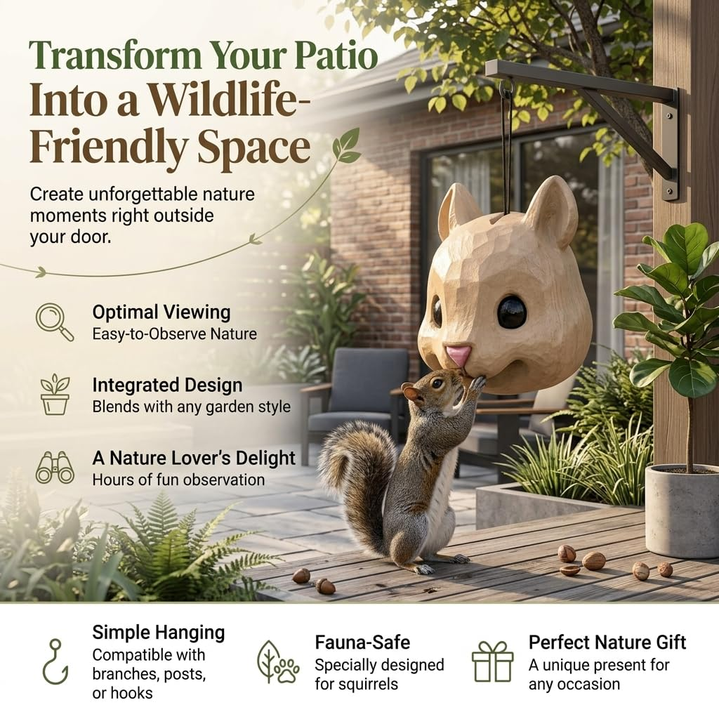 🐿️ Funny Squirrel Mask Feeder | Hanging Backyard Nut Feeder & Garden Decor