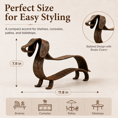 🐾 Rustic Long Dog Metal Sculpture