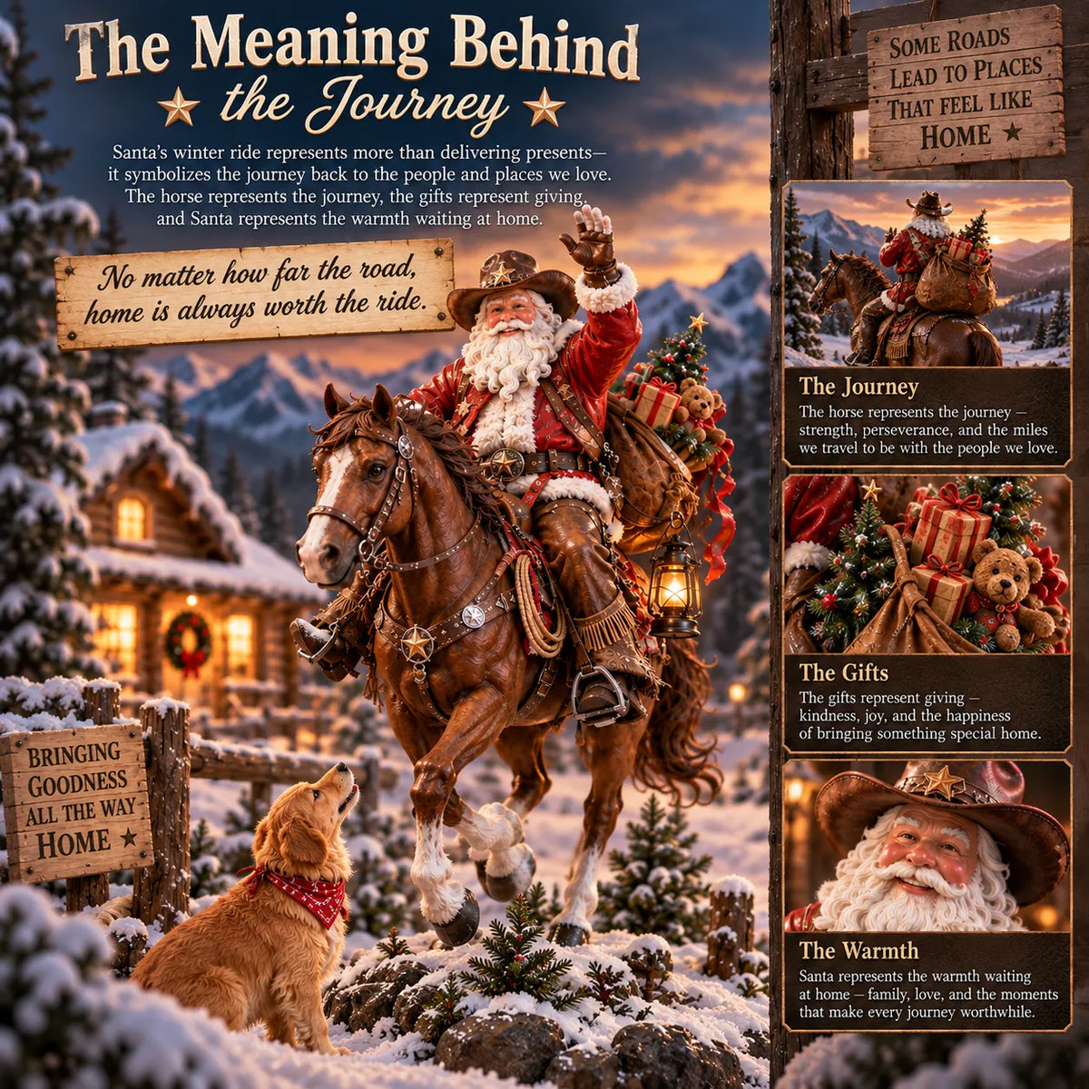 Cowboy Santa on Christmas mantel