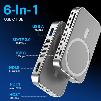 🧲 10Gbps Magnetic SSD Enclosure & Docking Station  – High-Speed M.2 NVMe SSD Storage Adapter with Multi-Port Expansion