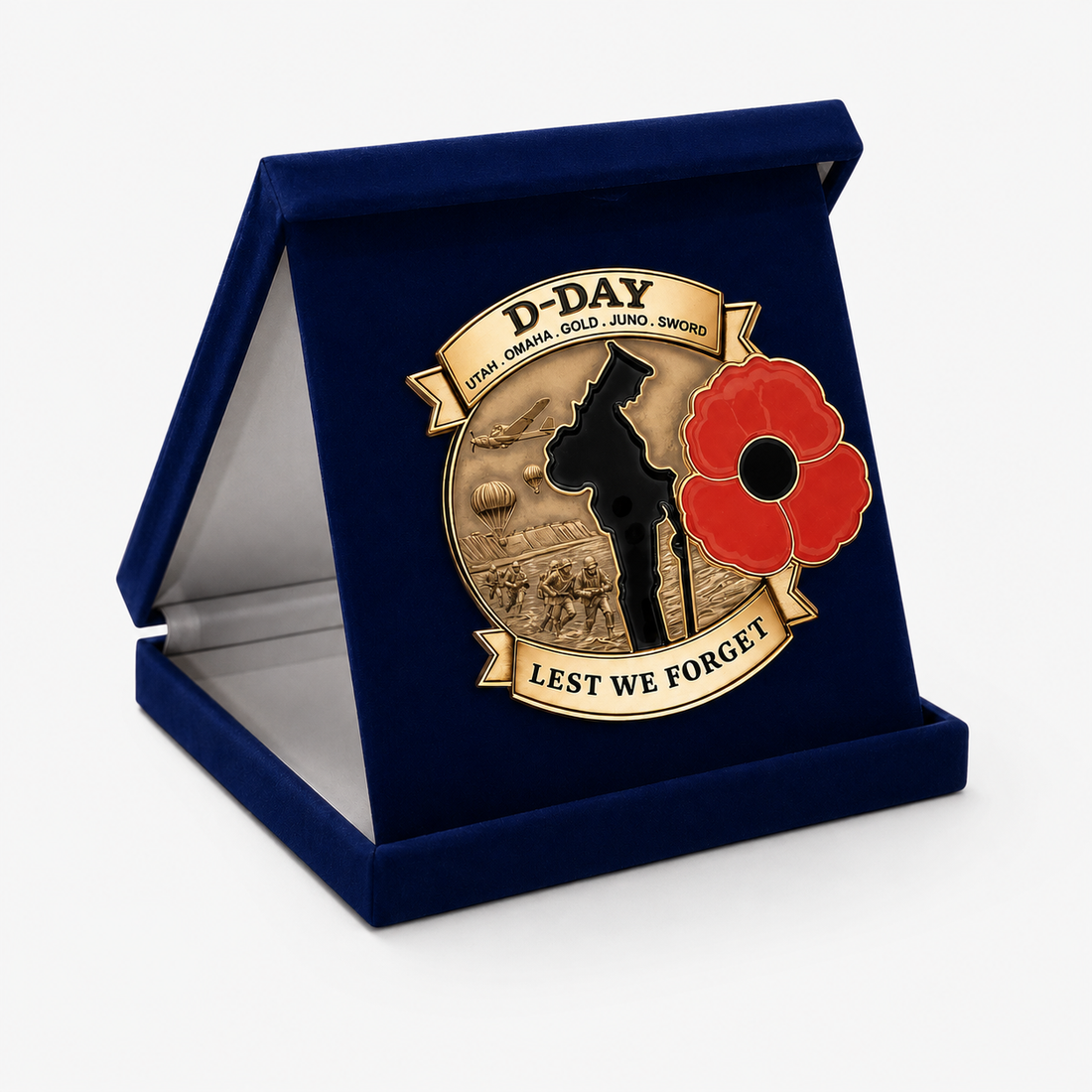 D-Day commemorative brooch presentation box