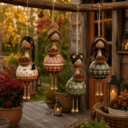 🌸 Dancing Garden Sisters | 4 Piece Rotating Hanging Doll Ornaments
