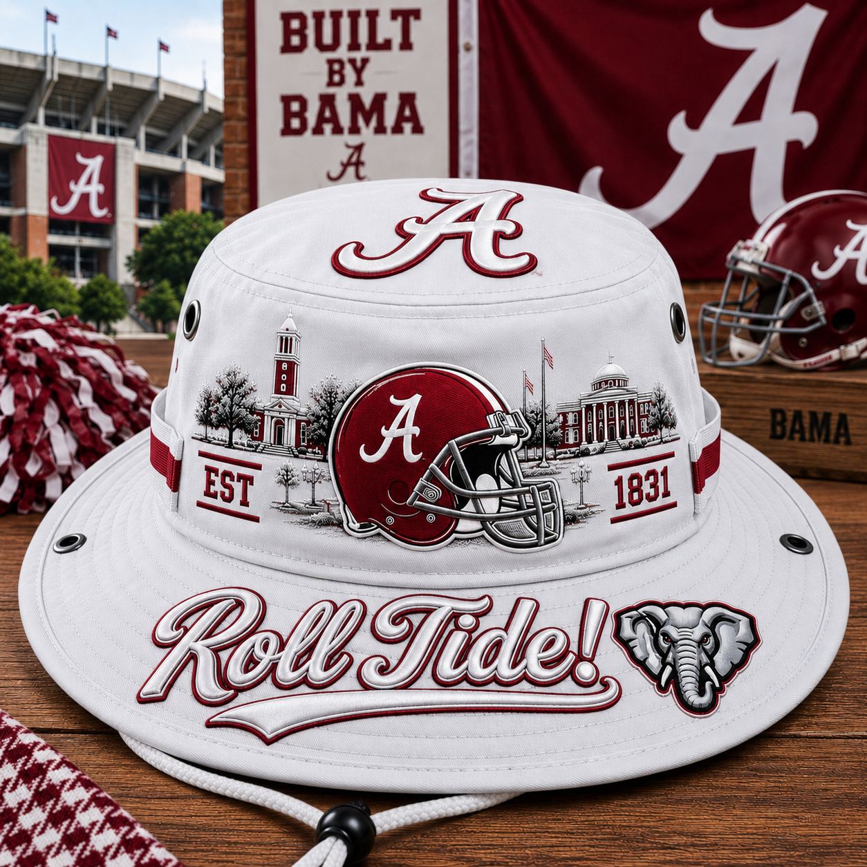🏈 Roll Tide Crimson Boonie Hat – Alabama Football Game Day Hat
