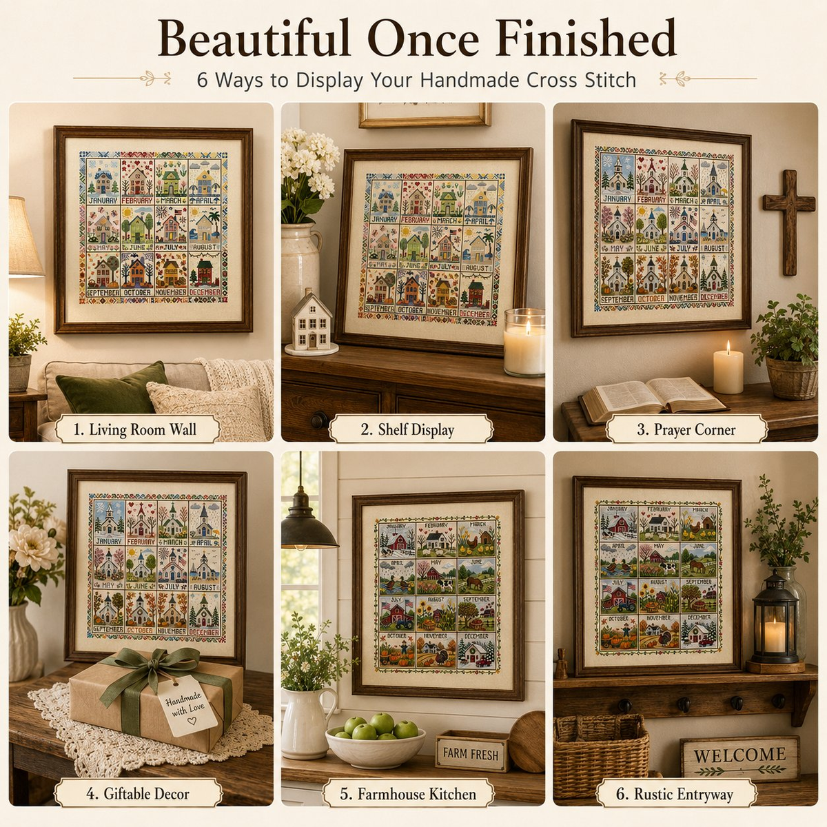 Ways to display finished cross stitch
