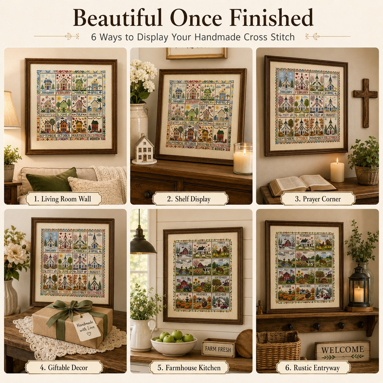 🧵 A Year in Stitches | 12-Month Seasonal Cross Stitch Kit 🌿