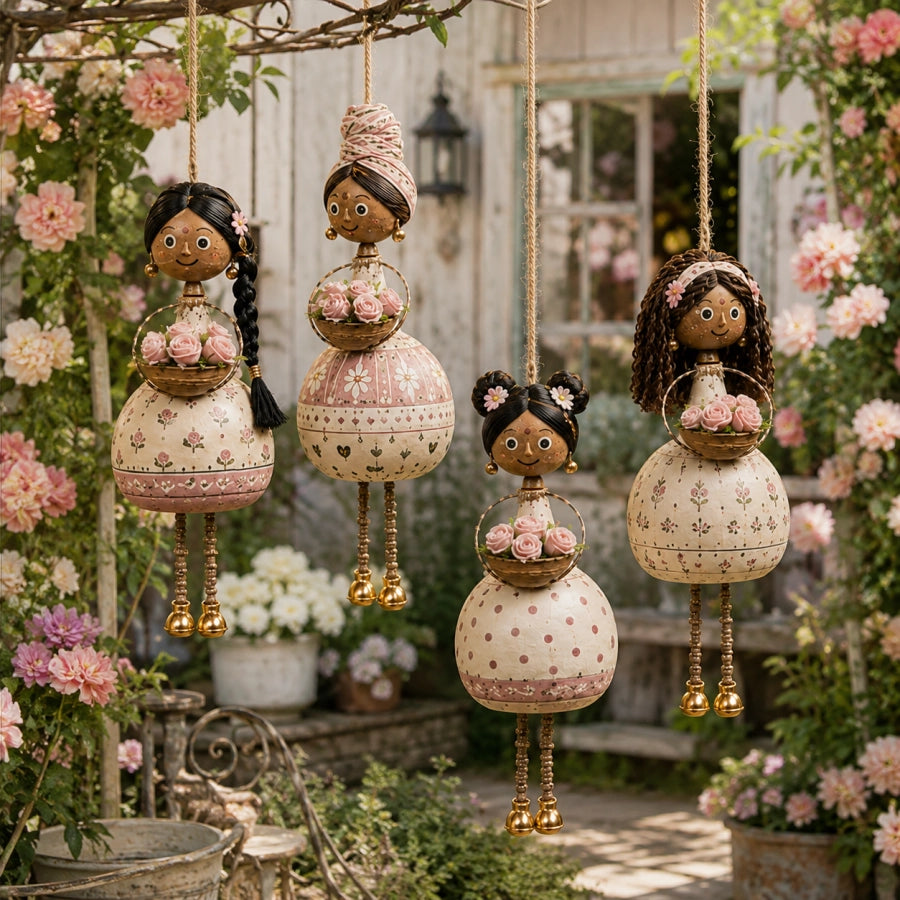🌸 Dancing Garden Sisters | 4 Piece Rotating Hanging Doll Ornaments