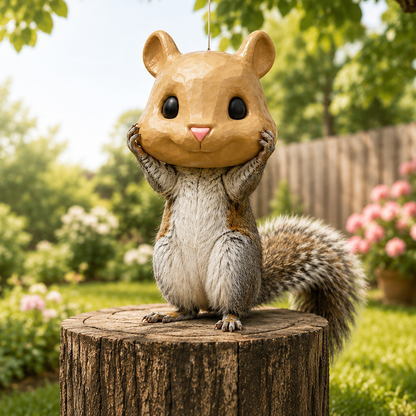 🐿️ Funny Squirrel Mask Feeder | Hanging Backyard Nut Feeder & Garden Decor