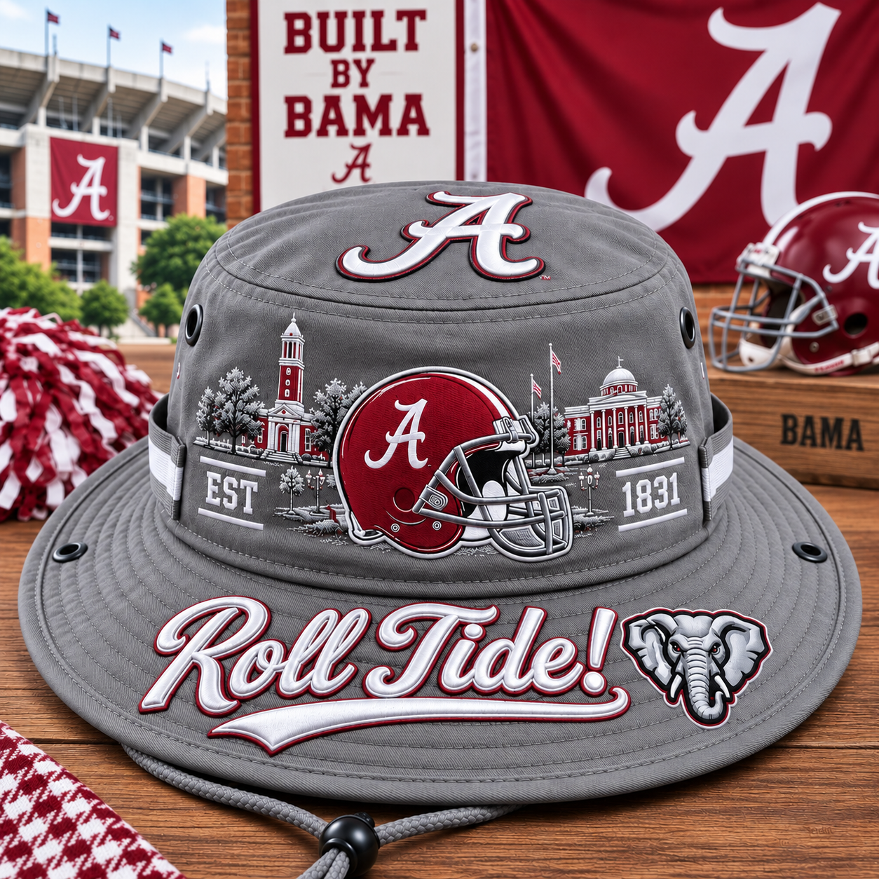 🏈 Roll Tide Crimson Boonie Hat – Alabama Football Game Day Hat