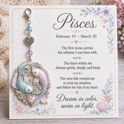 🌙12 Zodiac Birthstone Charm Keepsake Card Collection