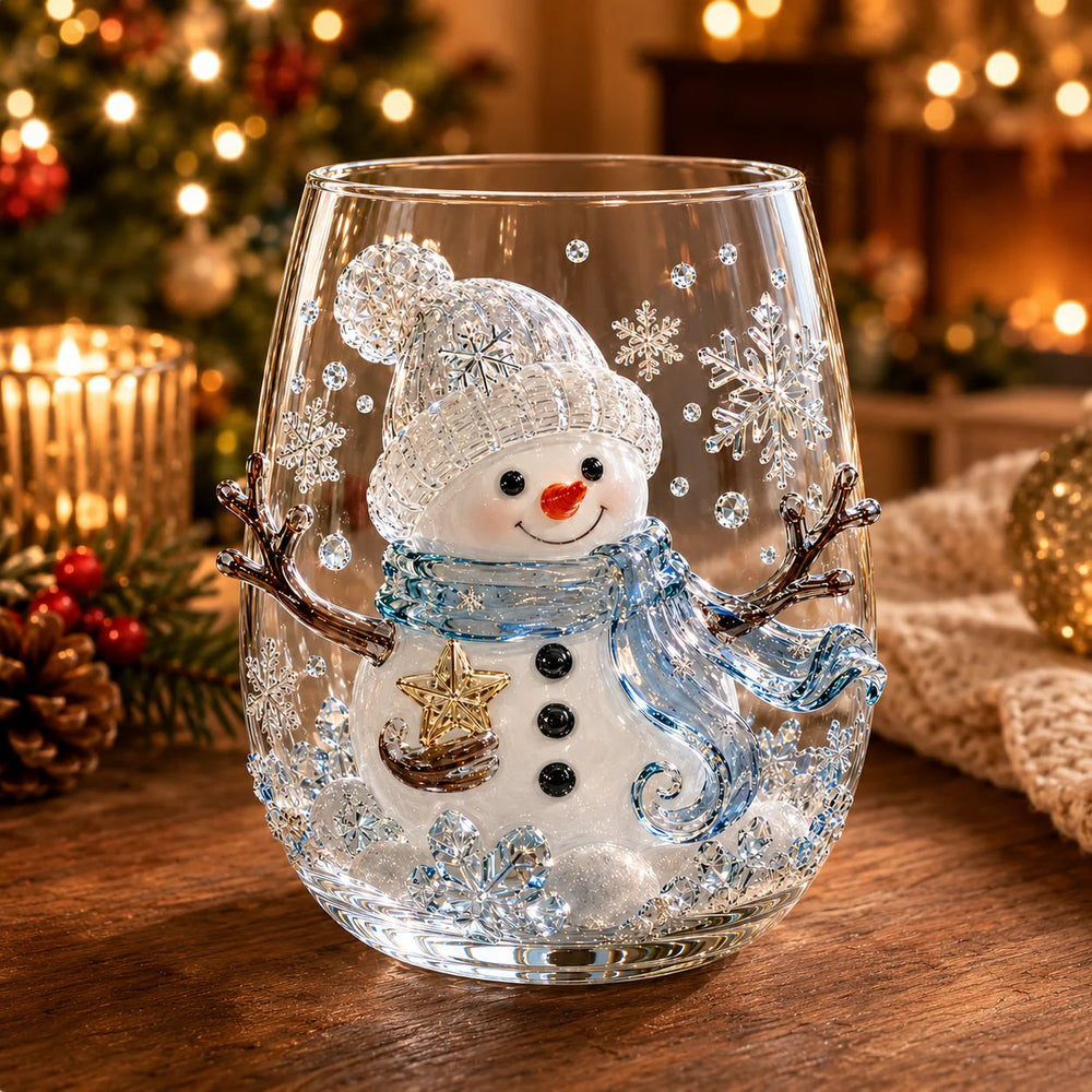 Snowman Christmas glass