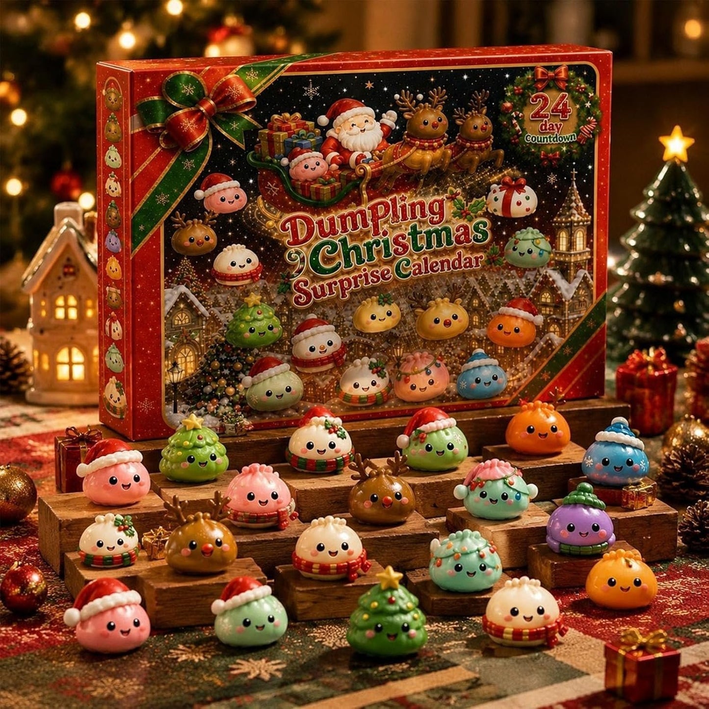 🎄Christmas Dumpling Squishy Advent Calendar🎁 24 Cute Surprise Fidget Toys
