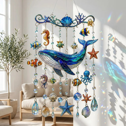 🔥LAST DAY 50% OFF 🐋🐢🐬Ocean-Themed Acrylic Wind Chime – 🌊Bring the Ocean Glow to Your Garden (2D)