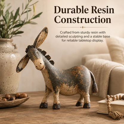 Rustic Donkey Figurine for Farmhouse Decor