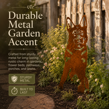 Rustic Metal Dog Garden Silhouette – Weathered Rust Outdoor Dog Yard Decor for Farmhouse Garden & Pet Lovers