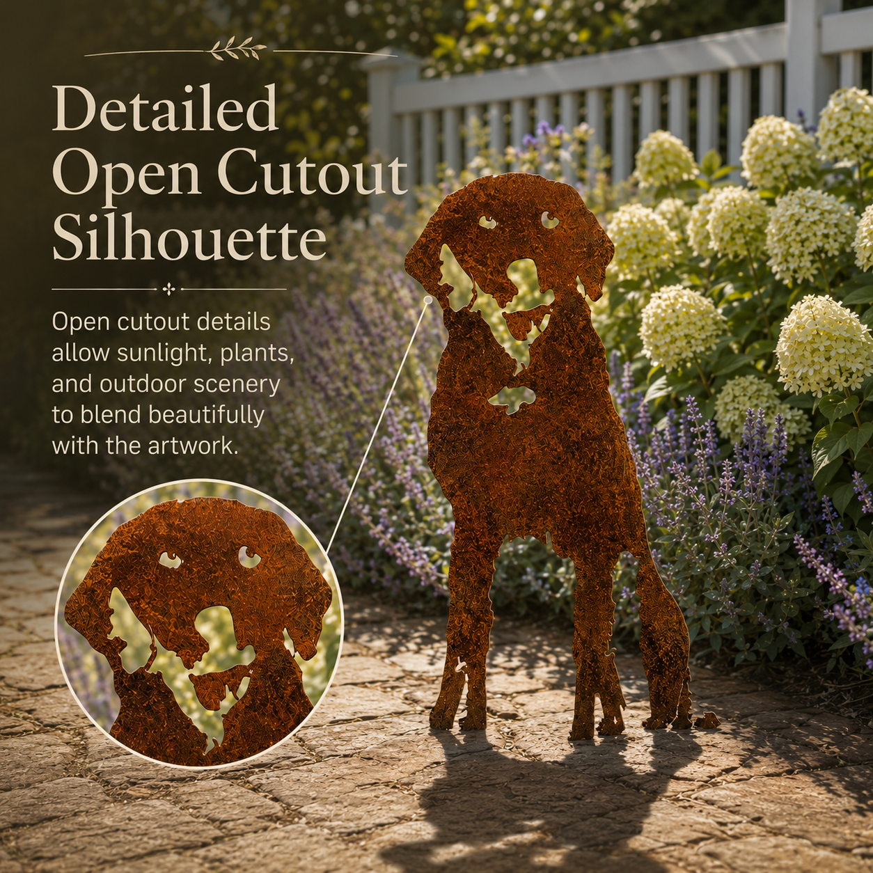 Rustic Metal Dog Garden Silhouette – Weathered Rust Outdoor Dog Yard Decor for Farmhouse Garden & Pet Lovers