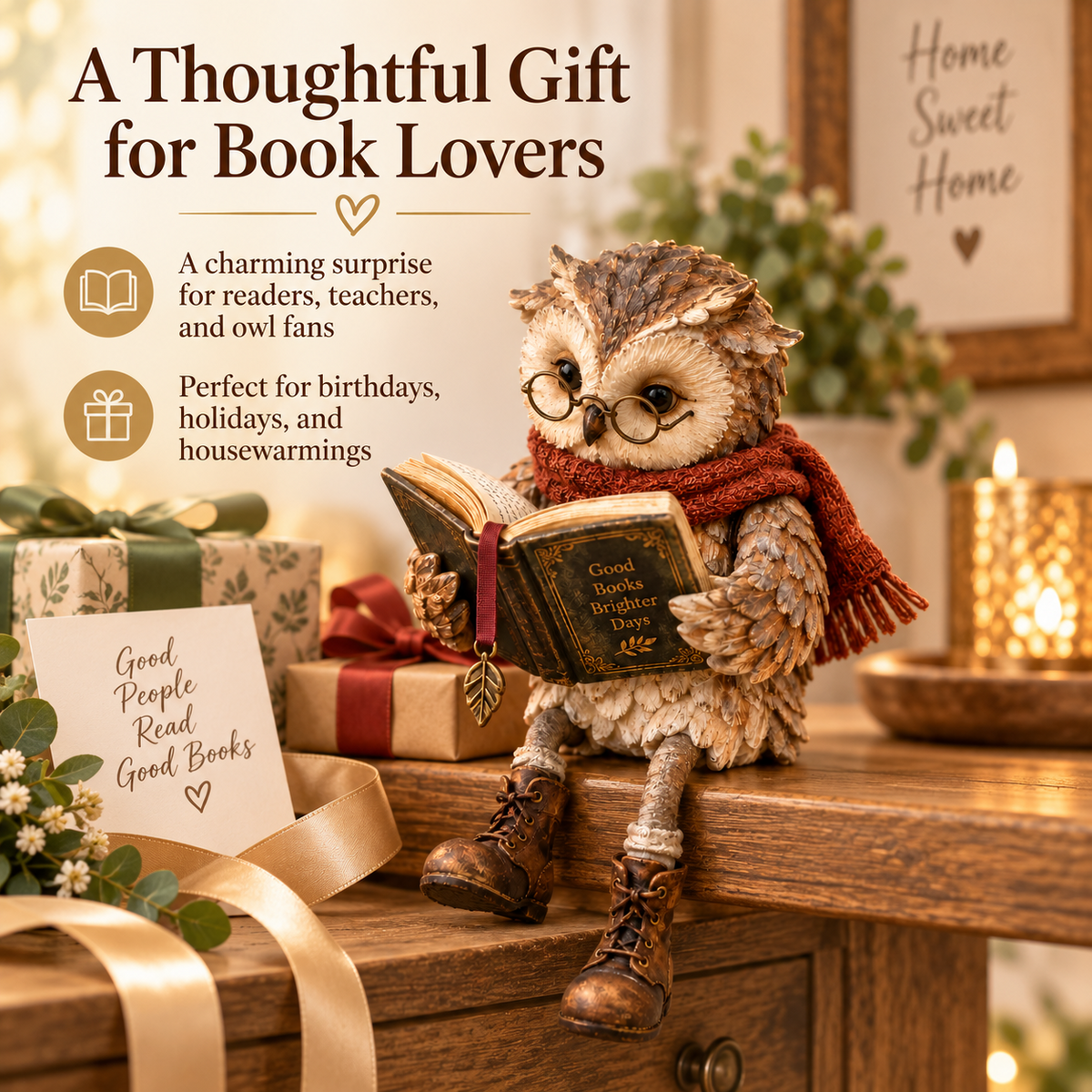 Reading Owl Figurine size and scale