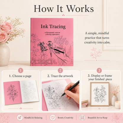 Quiet Lines™ Ink Tracing Art Book ✍️ | Beginner-Friendly Relaxing Creative Set