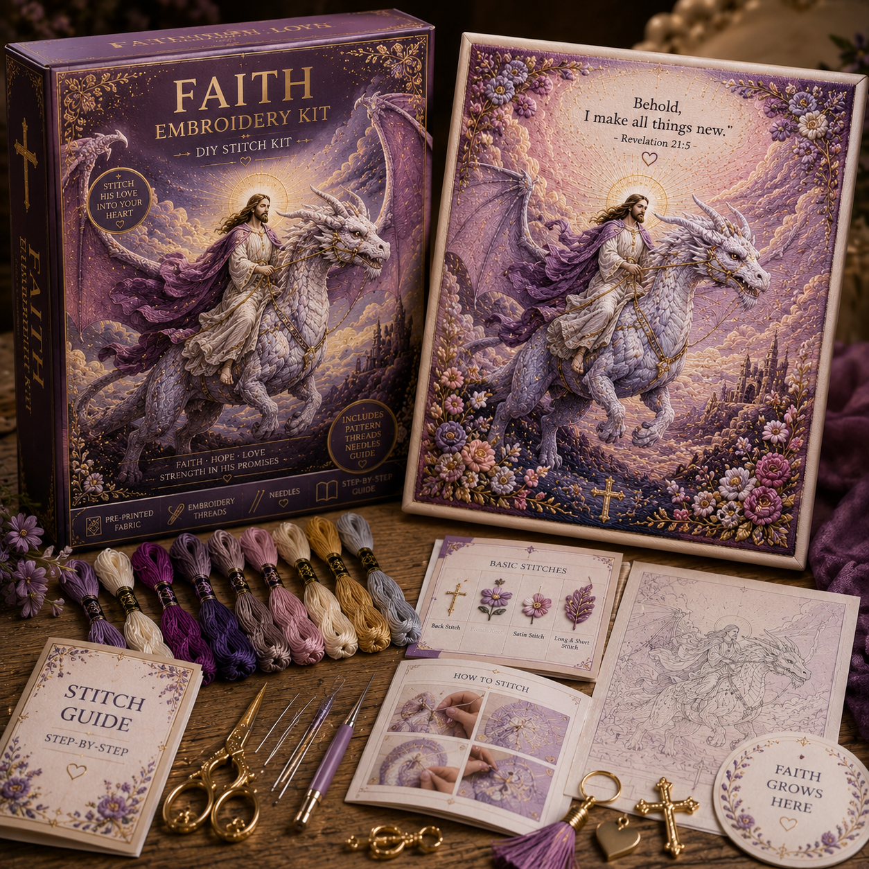 ✝️ Grace & Glory Faith Embroidery Collection - BUY 3 GET 1 FREE（4 PCS）