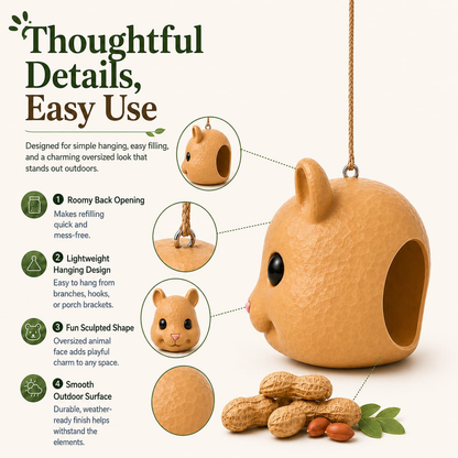 🐿️ Funny Squirrel Mask Feeder | Hanging Backyard Nut Feeder & Garden Decor