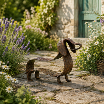 🐾 Rustic Long Dog Metal Sculpture