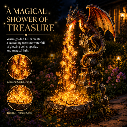 🐉✨ Dragon Treasure Fountain Solar Garden Light 💰🌙