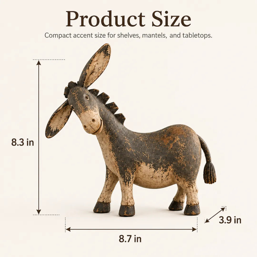 Rustic Donkey Figurine for Farmhouse Decor