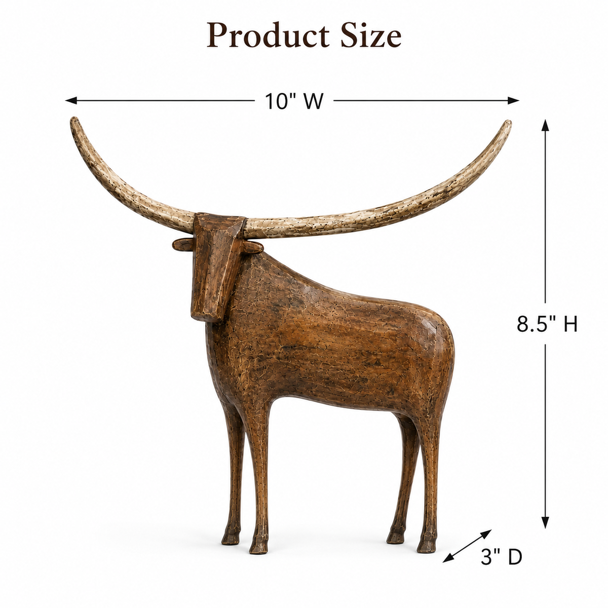 Vintage Longhorn Bull Sculpture dimensions