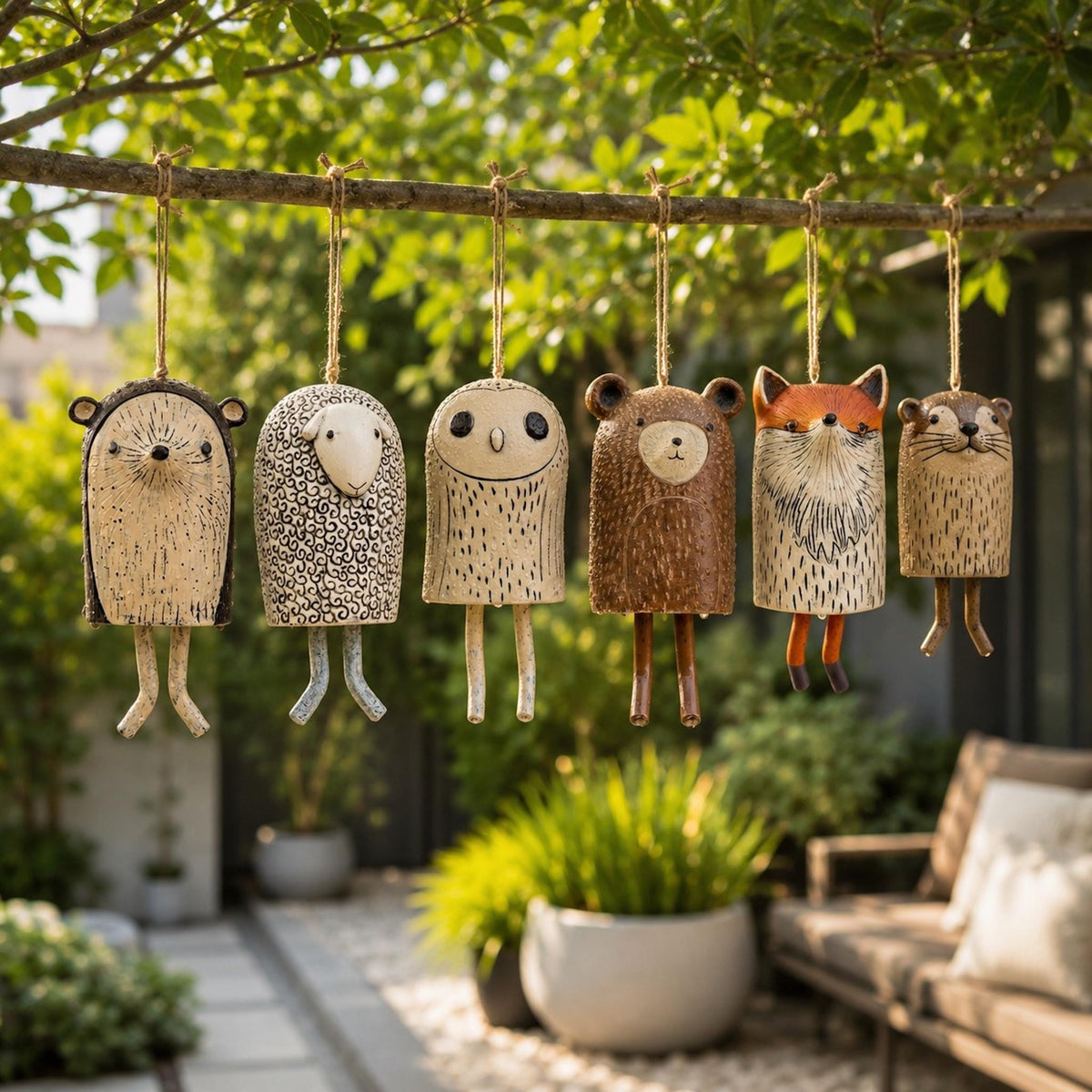 🦊Handmade Whimsical Animal Wind Chime Ornaments🐻