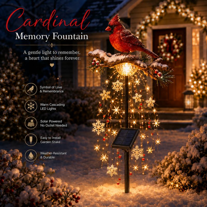 ❤️ Solar Cardinal Memory Fountain™ – Remembrance Garden Stake Light