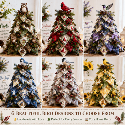 DIY Quilted Bird Christmas Tree Kit 🎄 | Handmade 3D Fabric Holiday Decoration with Cardinal, Hummingbird & Woodland Bird Designs