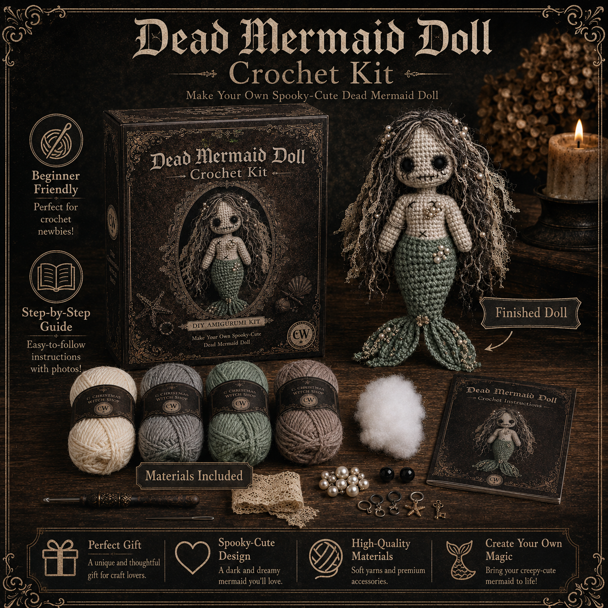 👑Midnight Macabre Crochet DIY Collection 🕯️- BUY 3 GET 1 FREE（4 PCS）