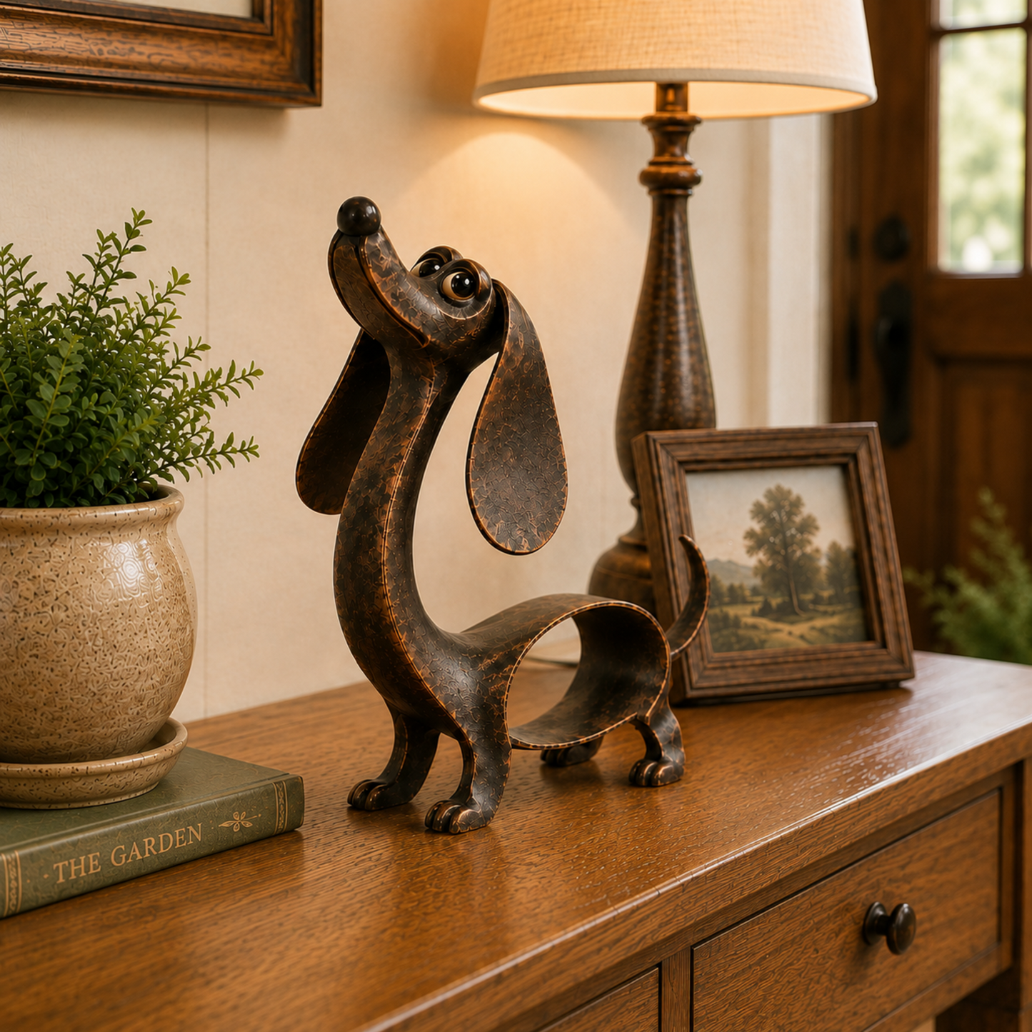 🐶 Forever Dachshund Antique Bronze Sculpture