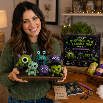 🎃 Creepy Cute Crochet Adventures — 9-Piece Halloween & Fantasy DIY Crochet Kit