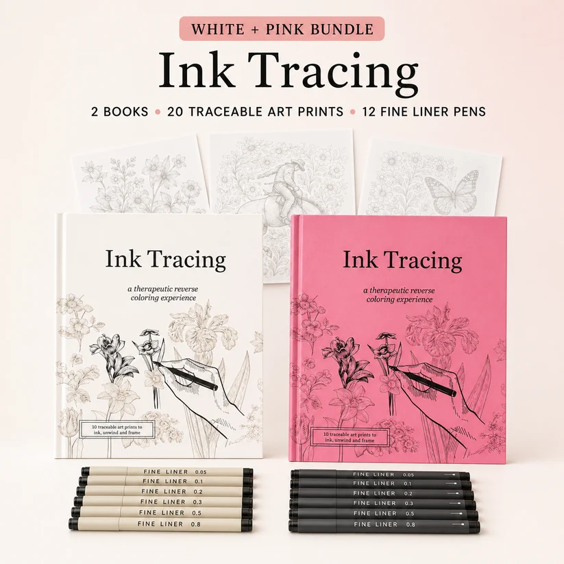 White and Pink Quiet Lines Book Set