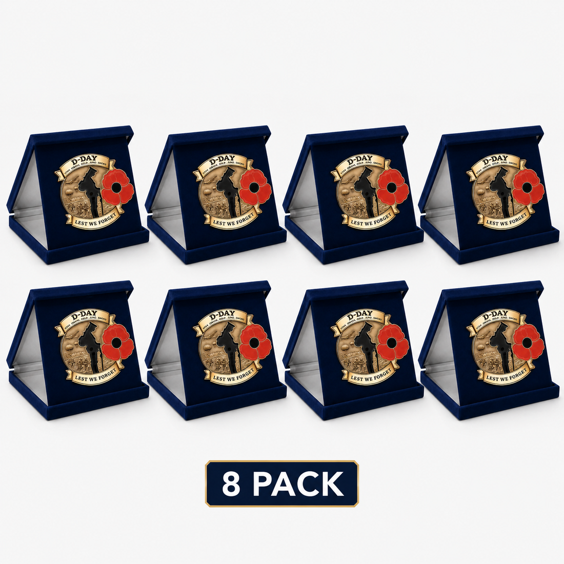 Eight pack D-Day commemorative brooches