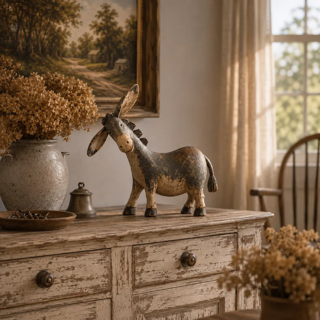 Rustic Donkey Figurine for Farmhouse Decor
