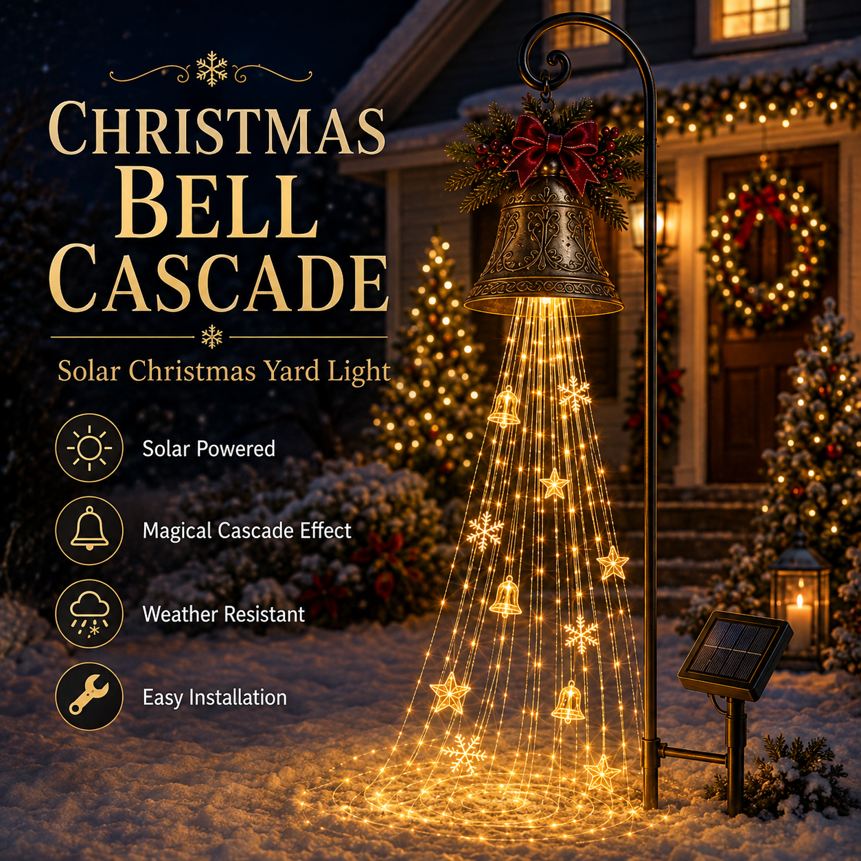 🎁Christmas Bell Cascade Solar Yard Light✨