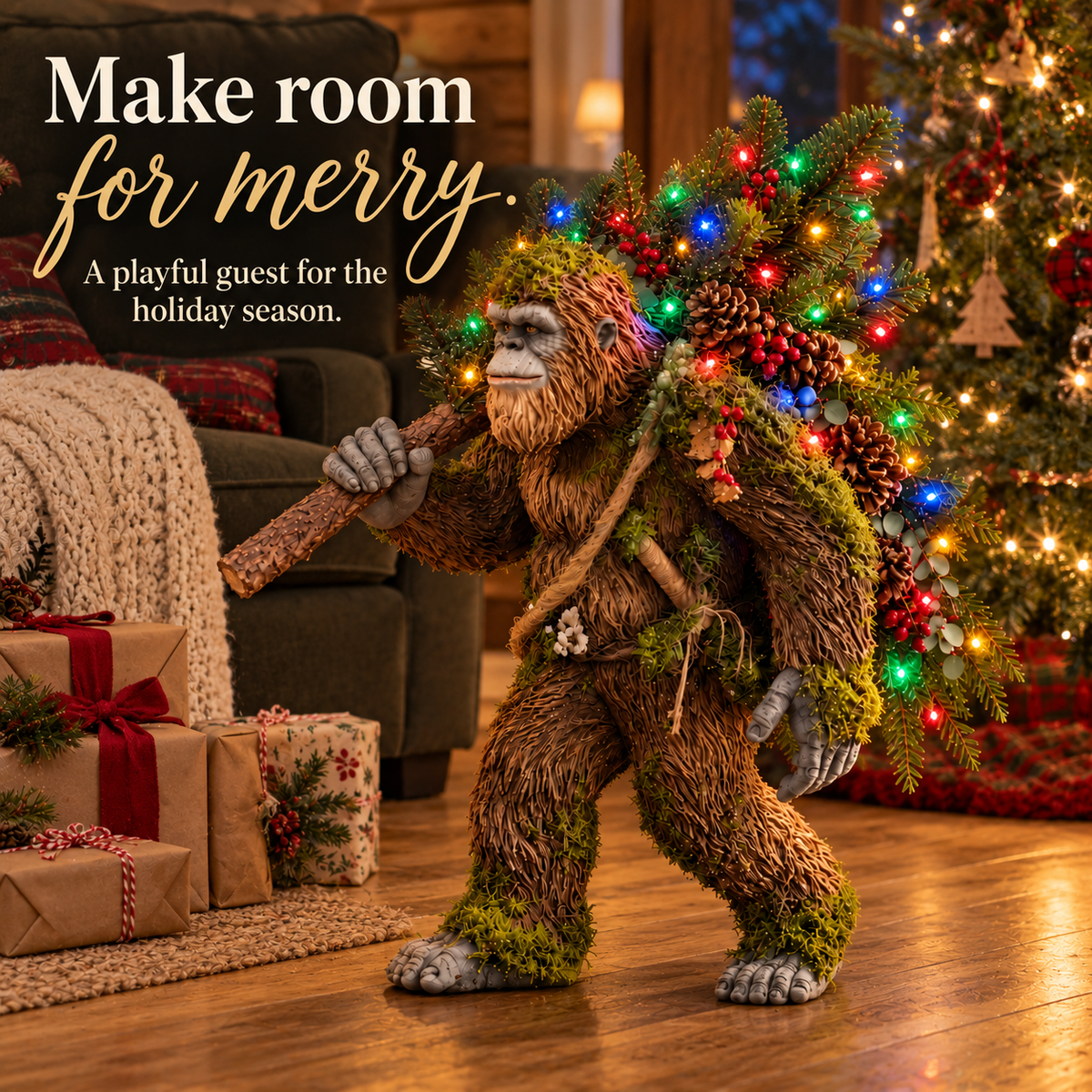 🎄 Woodland Sasquatch – Lighted Christmas Porch Decor
