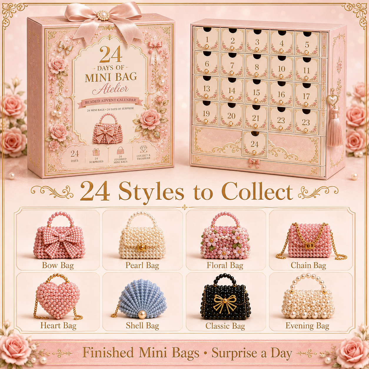 🎀 24 Days of Mini Bag Atelier™ – 24 Finished Mini Bag Advent Calendar