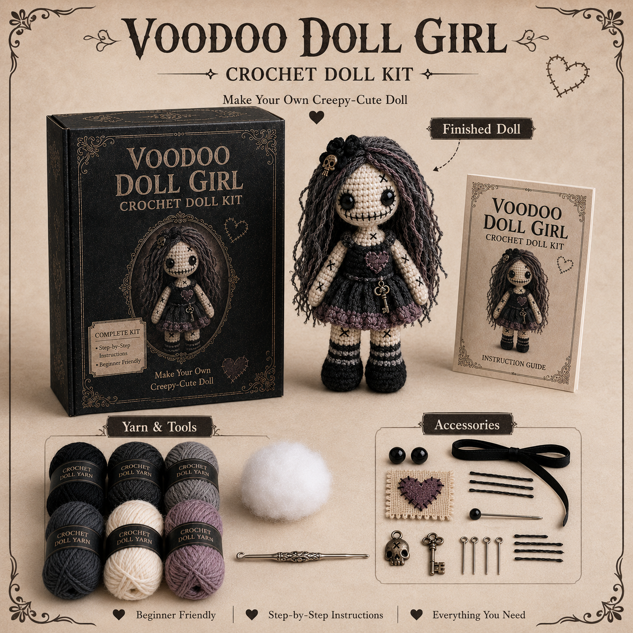 👑Midnight Macabre Crochet DIY Collection 🕯️- BUY 3 GET 1 FREE（4 PCS）