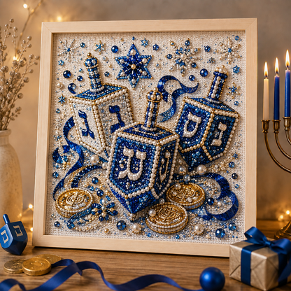 🎁Eight Nights of Light 🕎✨ – DIY Hanukkah Pearl Art Kit