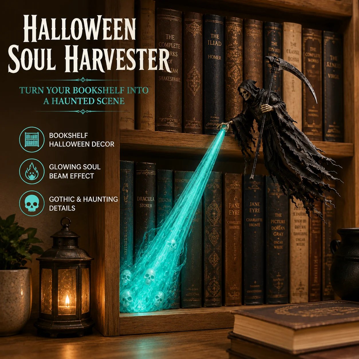 🔥Buy 2 Get 20% OFF🔥💀 The Soul Collector — Haunted Reaper Shelf Light