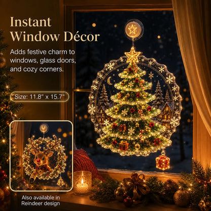 ⏳ Last Day 49% OFF – 🎄Lighted Christmas Window Decoration with Suction Cup | Warm LED Window Light with Double-Layer Design & Multiple Festive Styles ✨