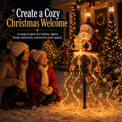 🎅✨ Santa’s Golden Gift Fountain Light 🎁🌟