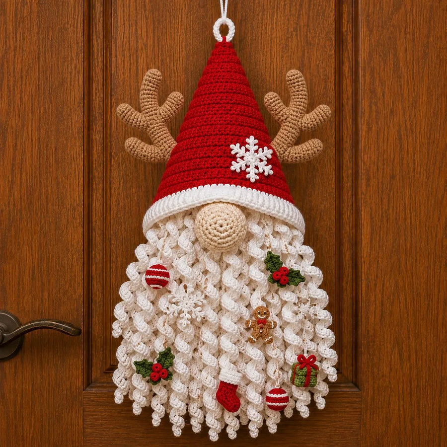 Christmas Reindeer Gnome crochet door hanger